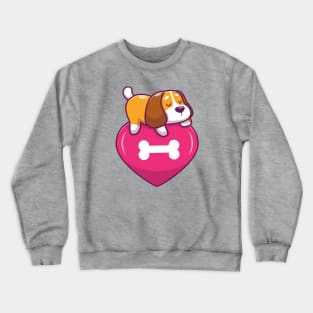 Cute dog sleeping on heart Crewneck Sweatshirt